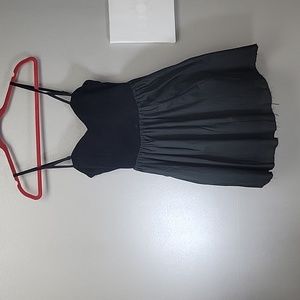 ONE TEASPOON black leather suede cotton baby doll mini dress sz 0, XS